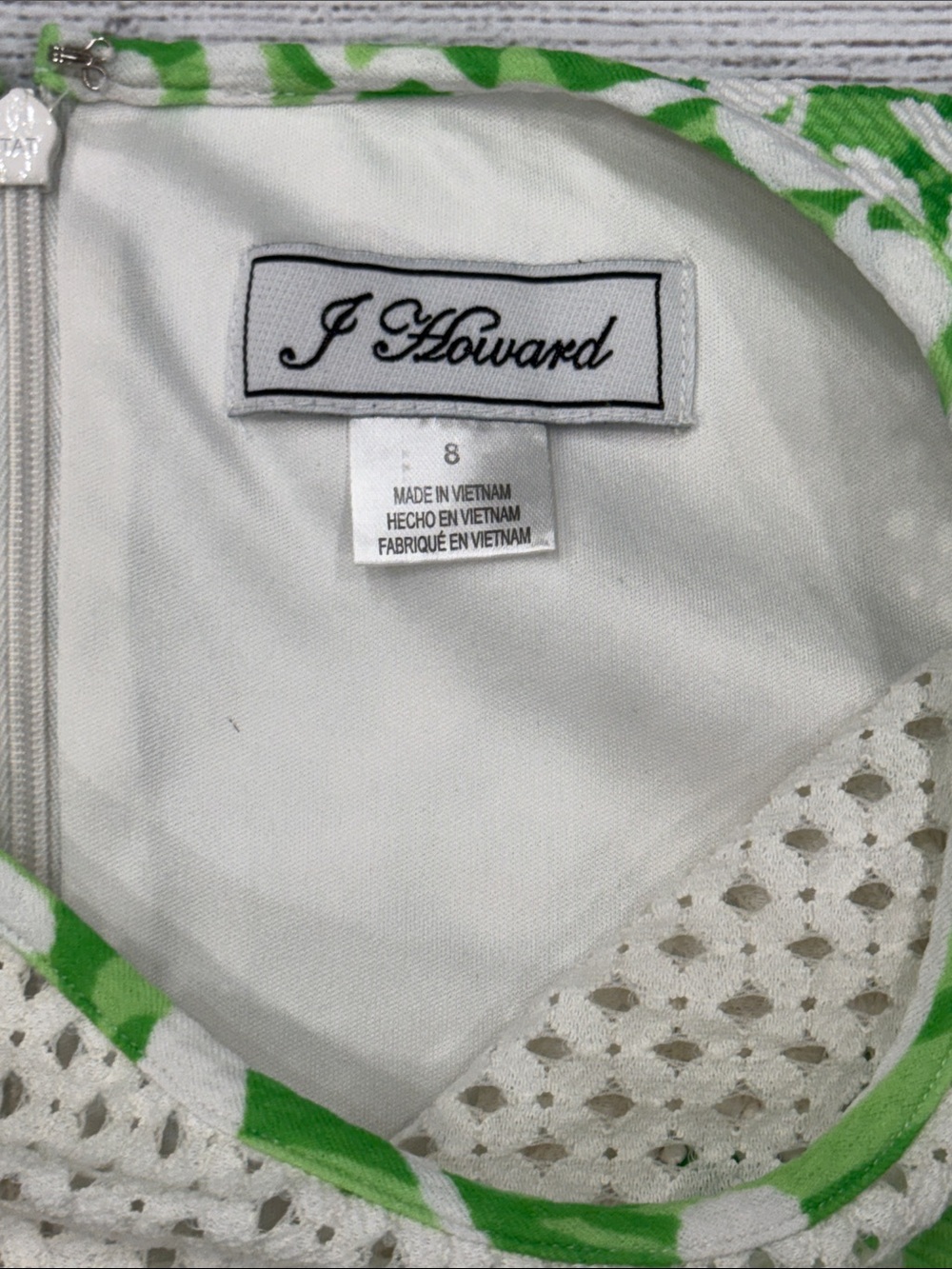J Howard Green White Lace Overlay Sheath Dress Size 8 - Picture 2 of 3
